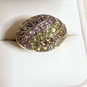 ♦️Ross-Simons♦️ Multicolor Gemstone Ring Sz 6.75 Silver & 18kt💠EUC